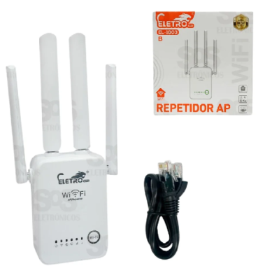 REPETIDOR DE SINAL WI-FI 2.4 GHZ 4 ANTENAS EL-1803 B - ELETROMEX