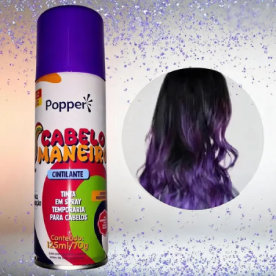 TINTA SPRAY 125ML PARA CABELO ROXO POPPER